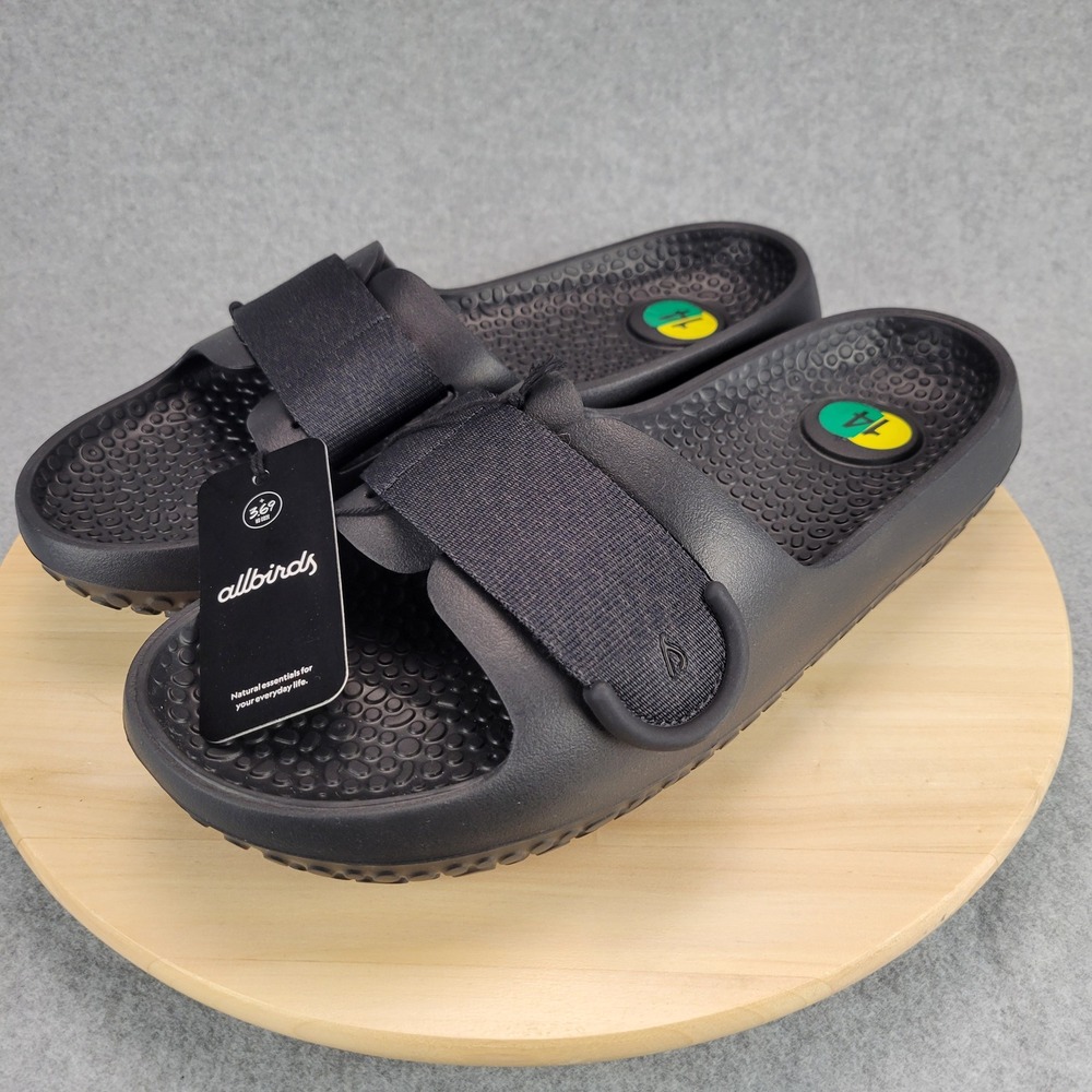 Allbirds Sugar‎ Slider Mens Size 14 Black Sustainable SweetFoam Adjustable Strap